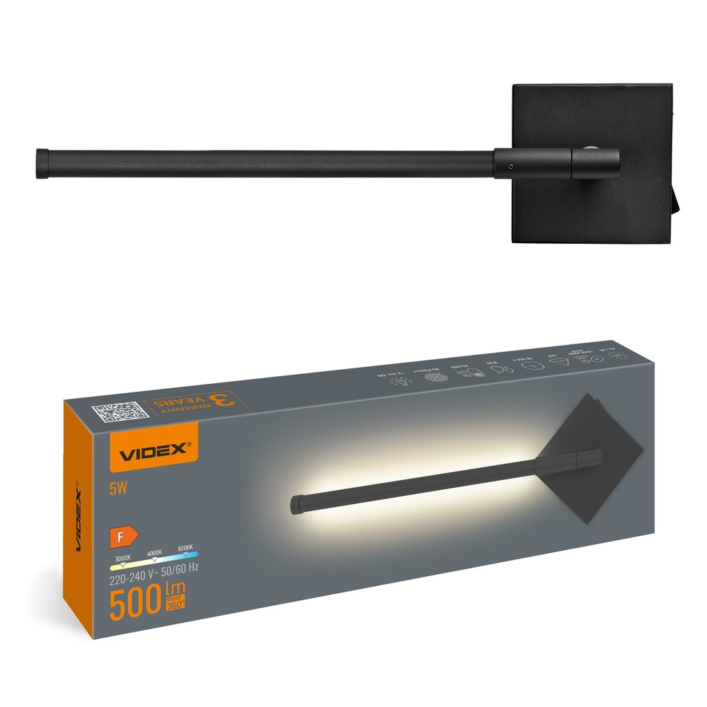 EN: LED wall light WL041 5W varm hvid neutral kold 230V black - Kulør : Nøytral