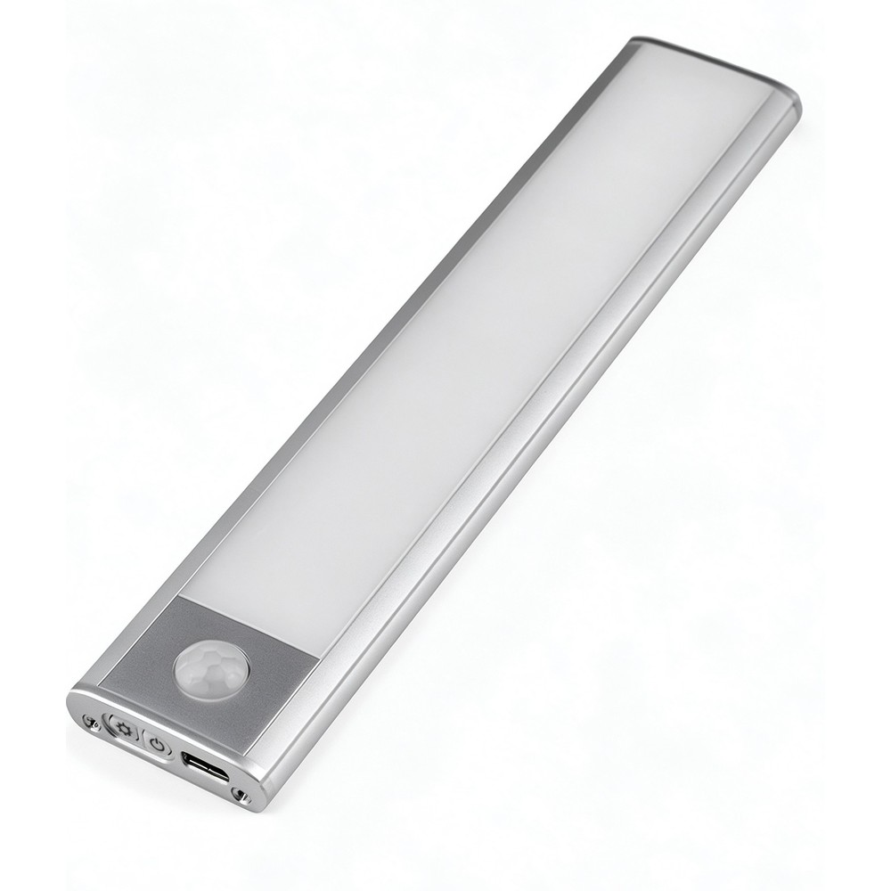 20cm 1,5W LED skapslampe med sensor - Sølv, oppladbar, IP20 - Dimbar : Dimmer innebygd, Kulør : 3-i-1