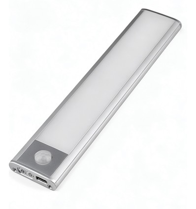 20cm 1,5W LED skapslampe med sensor - Sølv, oppladbar, IP20
