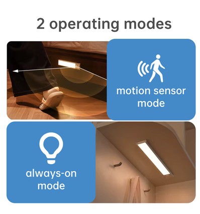 40cm 2W LED skapbelysning med sensor - Sølv, oppladbar, IP20