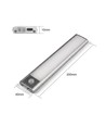 20cm 1,5W LED skapslampe med sensor - Sølv, oppladbar, IP20