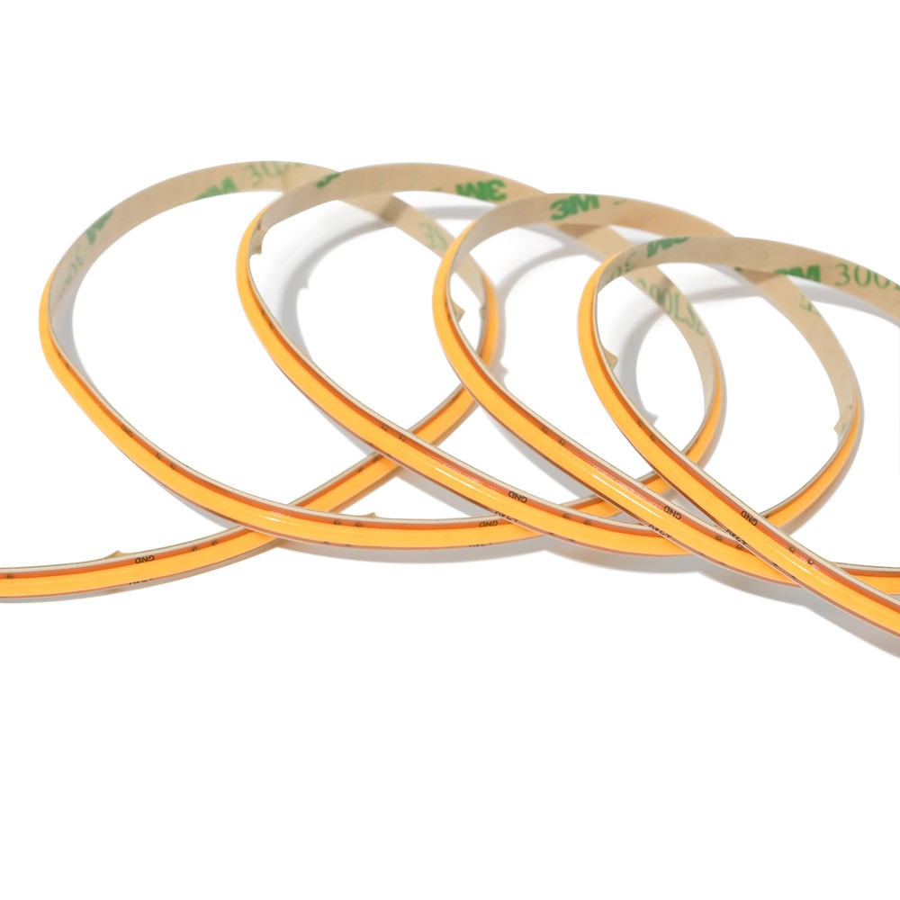 5m 8W/m COB-LED strip Anycut RA90 - 24V DC, 400 LED pr. meter, 5mm bred, 1m kabel - Kulør : Varm