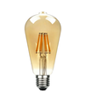 E27 6W LED filamentpære - ST64, 800lm, amber glass, 2700K, varm hvit