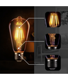 E27 6W LED filamentpære - ST64, 800lm, amber glass, 2700K, varm hvit