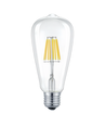 E27 6W LED filamentpære - ST64, 800lm, klart glass, 2700K, varm hvit