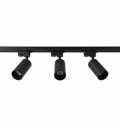 1-Faset BASIC skinnesett - 1m, Sort, 3-Spot, GU10, uten lyskilde