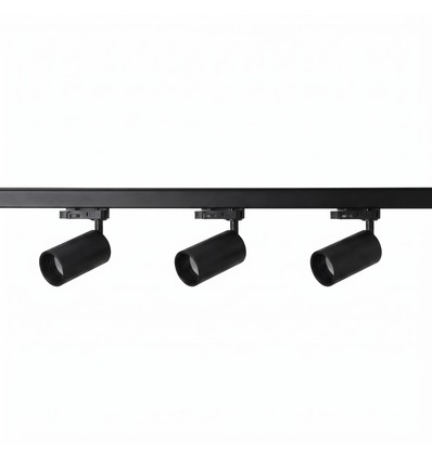 3-Faset BASIC skinnesett - 1m, Sort, 3-Spot, GU10, uten lyskilde