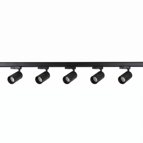 3-Faset BASIC skinnesett - 2m, sort, 5-spot, GU10, uten lyskilde
