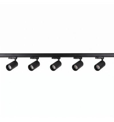 3-Faset BASIC skinnesett - 2m, sort, 5-spot, GU10, uten lyskilde
