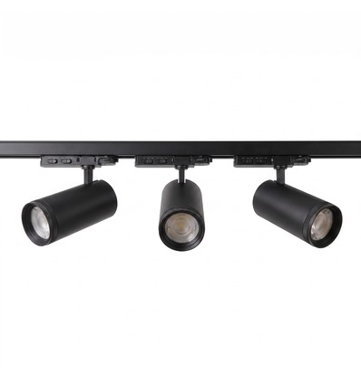 3-Faset ZoomCCT skinnesett - 1m, sort, 3 spotter, inkl. lyskilde