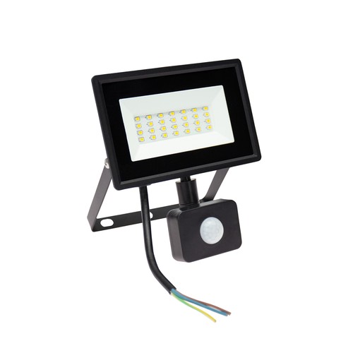 LED-lyskaster med sensor, 20W IP44 - 120x170x53mm SVART med PIR-sensor