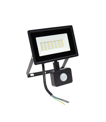 LED-lyskaster med sensor, 20W IP44 - 120x170x53mm SVART med PIR-sensor