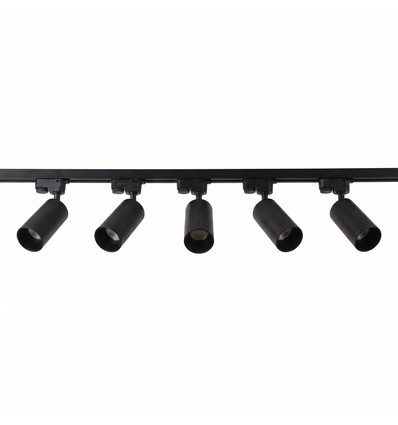 1-Faset BASIC skinnesett - 2m, sort, 5-spot, GU10, uten lyskilde
