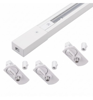 1-Faset PENDEL skinnesett - 2m, Hvit, 3 Lampeholdere