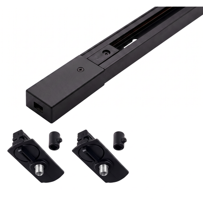 1-Faset PENDEL skinnesett - 1m, sort, 2 lampeholdere