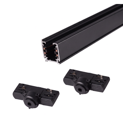 3-Faset PENDEL skinnesett - 1m, sort, 2 lampeholdere