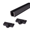 3-Faset PENDEL skinnesett - 1m, sort, 2 lampeholdere