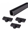 3-Faset PENDEL skinnesett - 2m, sort, 3 lampeholdere