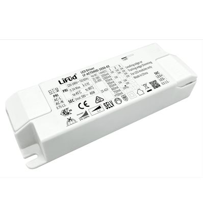 Lifud 40W / 700-1050mA dimbar LED-driver - 25-42V, Triac fasedimm, flicker-free
