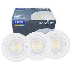 LED downlights 3 pak Nordlux OCTANS innbyggingsspotter - 2700K, 345lm, IP20, hvit