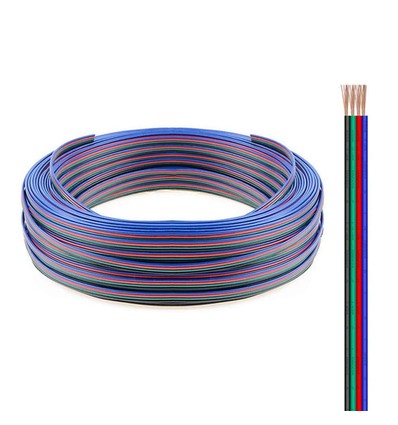 12-24V RGB ledning til LED strips - 4 ledet, 100 meter rulle