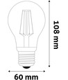 3,8W LED pære - 212 lm/W, A60, karbon filamenter, klart glas, E27