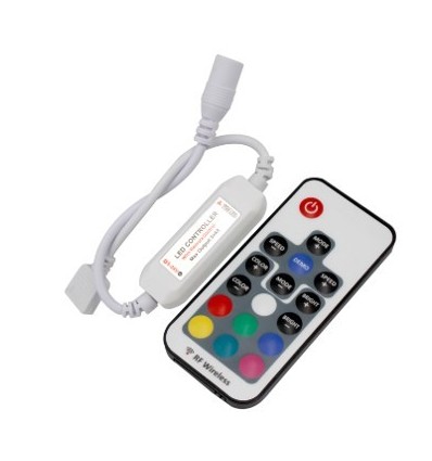 Mini RGB controller inkl. fjernkontroll - 12V (72W), 24V (144W)