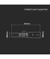 V-Tac justerbar brakett for gatelys - Ø62mm / Ø60mm