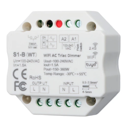 LEDlife rWave innbyggingsdimmer - Tuya/SmartLife, RF+Wifi, 200W LED-dimmer