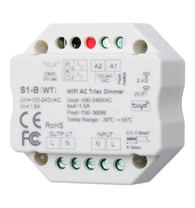 LEDlife rWave innbyggingsdimmer - Tuya/SmartLife, RF+Wifi, 200W LED-dimmer