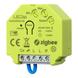 Zigbee LEDlife Zigbee innbyggingsdimmer - 250W, til innbygging