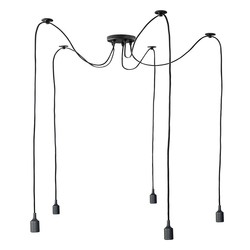 LED-POL Takpendel edderkopptype, dekorativ, 5x E27, ledningslengde 1,8m med tekstilflett