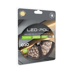 LED-POL Sett med LED stripe nøytral hvit 3m 60 LED/m, + Strømforsyning
