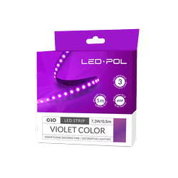 LED-POL LED stripe, 120 LED/m, 12V, 14,6W/m, IP20 10mm FIOLETT 3 års garanti