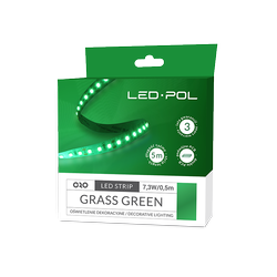 LED-POL LED stripe, 120 LED/m, 12V, 14,6W/m, IP20 10mm GRESSGRØNN 3 års garanti
