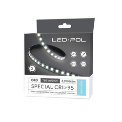 LED-POL LED stripe 120 LED/m CW, 12V, 17W/m, RA95 IP20 8mm 3 års garanti, 6000K