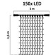 Outlet: 23 Watt LED Lysgardin Lyskæde - 1x1,5 meter, Kold Hvid, 150 Leder