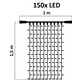 Restsalg: 23 Watt LED Lysgardin Lyskæde - 1x1,5 meter, Kold Hvid, 150 Leder