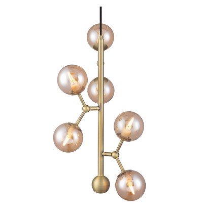 Outlet: Halo Design - ATOM Vertikal lysekrone Antik Messing 6xG9