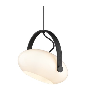 Outlet: Halo Design - D.C pendel Ø26 E27, Opal med eik-Sort