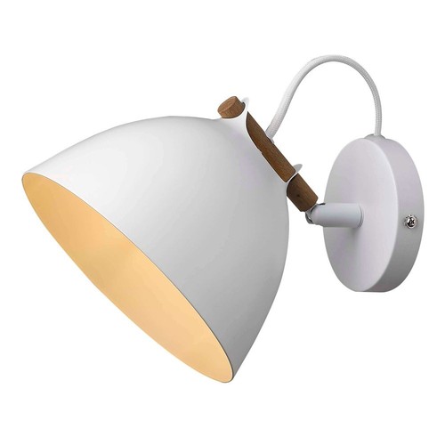 Halo Design - ÅRHUS vegglampe Ø18 G9, Hvit / Tre