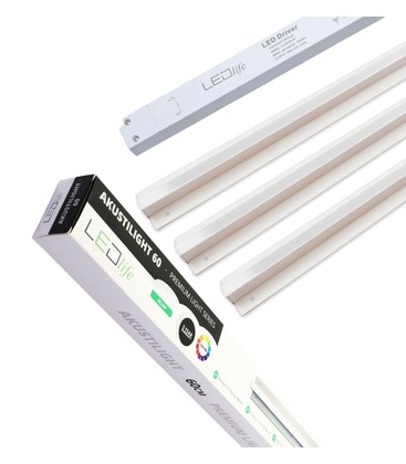 Trebetong/gips LED Skinnesett 3x90cm - Innfelt, Akustilight inkl. ledninger og driver