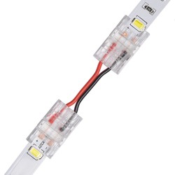 12V Slim Samler med ledning til LED stripe - 10mm, enkeltfarget, IP20, 5V-24V