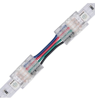 Slim Samler med ledning til LED strip - 10mm, RGB, IP20, 5V-24V