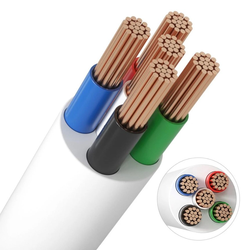 RGB+W LED strip 12-24V RGB+W kabel, hvit rund - 5 x 0,5 mm², metervare, min. 5 meter