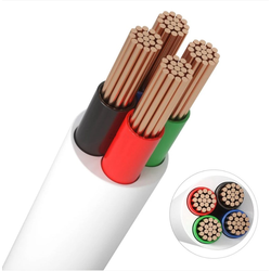 Kabler til strips 12-24V RGB kabel, hvit rund - 4 x 0,5 mm², metervare, min. 5 meter