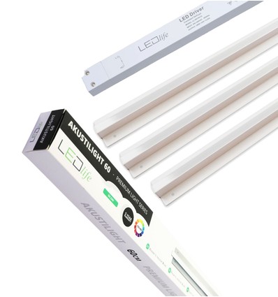 Trebetong/gips LED dimbar Skinnesett 3x90cm - Innfelt, Triac dimbar Akustilight inkl. ledninger og driver