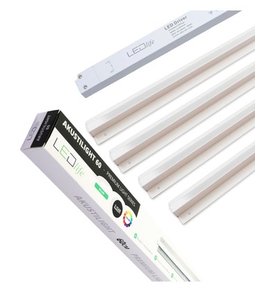 Trebetong/gips LED dimbar Skinnesett 4x120cm - Innfelt, Triac dimbar, Akustilight inkl. ledninger og driver