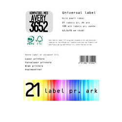 Diverse Outlet: Universal label A4 70 x42,3 21*etiket - kompatibel med Avery 3652