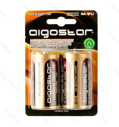 2 stk Aigostar R20D Batteri, 1,5V